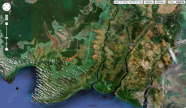 Citra Kalimantan tengah dari satelit Landsat 8 terbaru.