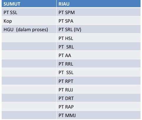 Indikasi entitas atau konsesi. Sumber: KLHK