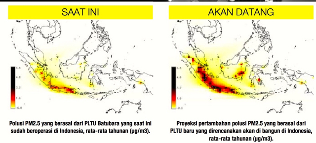 Polusi PM2,5 yang berasal dari PLTU batubara. Sumber: Greenpeace