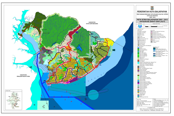 Peta RTRW Kota Balikpapan 2005-2015 sebelum perluasan KIK. Sumber peta: Pemerintah Kota Balikpapan