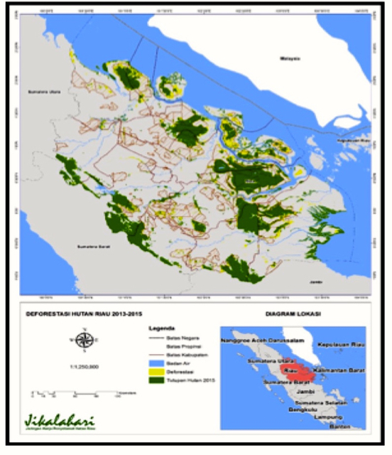 Peta deforestasi 2013-2015 hasil pantauan Jikalahari