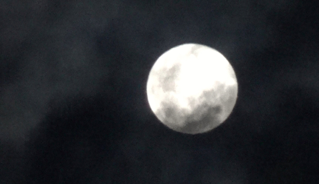 Gerhana bulan penumbra di Kota Medan, terlihat 22% dan awan menyelimuti bulan. Foto: Ayat S Karokaro
