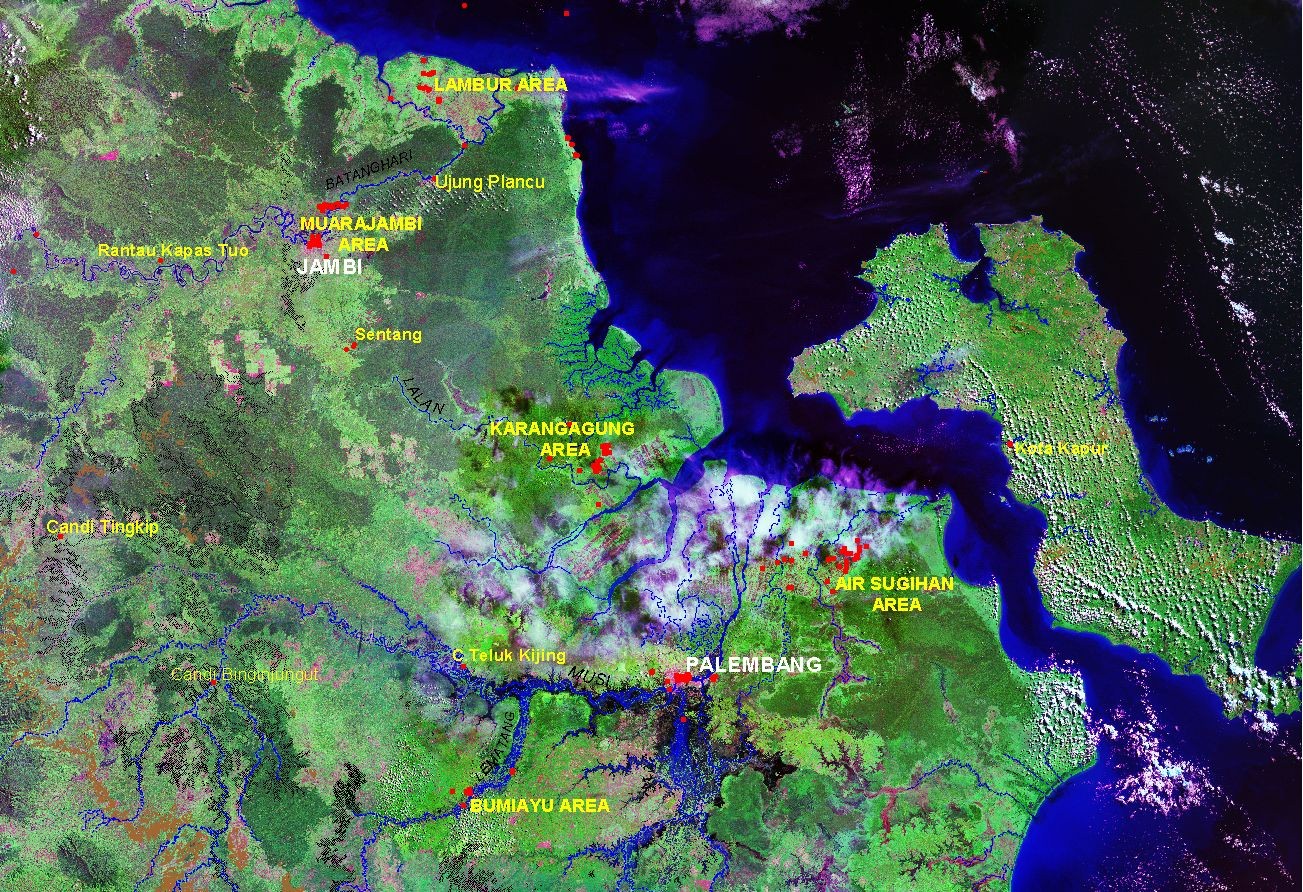 Sebaran situs arkeologi di pantai timur Sumatera Selatan. Peta: Balai Arkeologi Palembang