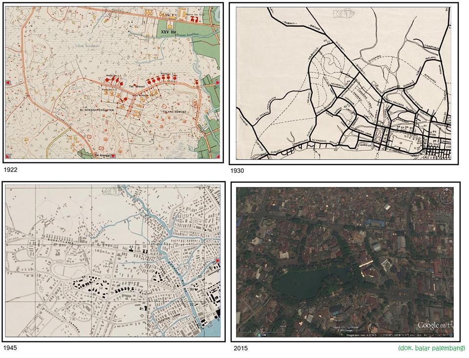 Peta Palembang dari 1920-2015. Dok: Balai Arkeologi Palembang