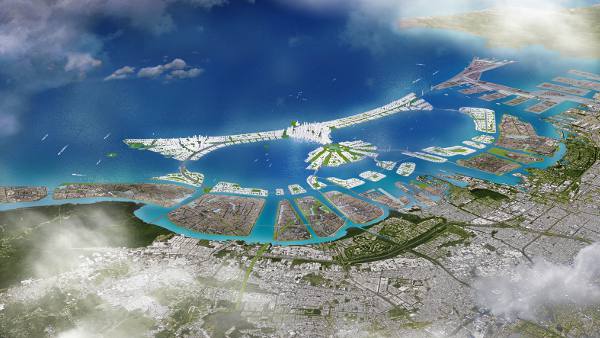 Gambaran reklamasi Teluk Jakarta dengan 17 pulau buatan. Foto : Fisip UI