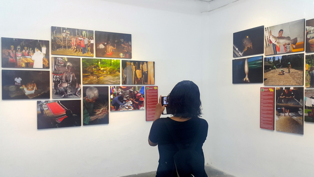Sebagian foto-foto hasil jepretan warga Kalimantan, yang dipamerkan di Yogyakarta. Foto: Tommy Apriando