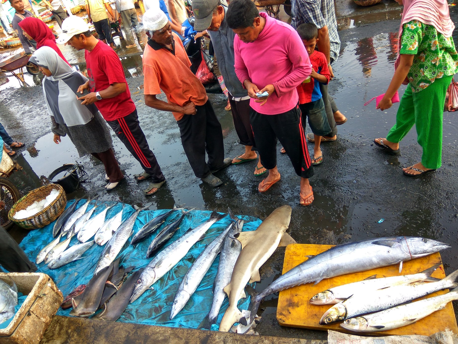 Suasana penjualan ikan oleh nelayan di Pangkalan Pendaratan Ikan (PPI) Pasiran, Pulau Sabang, Aceh pada Minggu (01/05/2016). Foto : M Ambari 