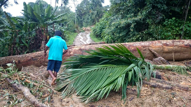 Pasca banjir akses jalan ke Sungai Pisang, Bungus Teluk Kabung terisolir Sabtu. Foto: Vinolia