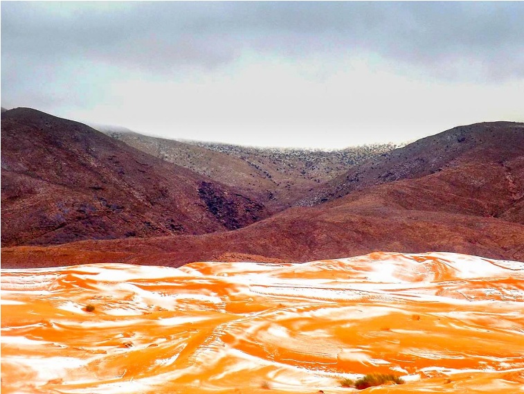 Salju turun di gurun Sahara. Foto ; Karim Bouchetata/Geoff Robinson