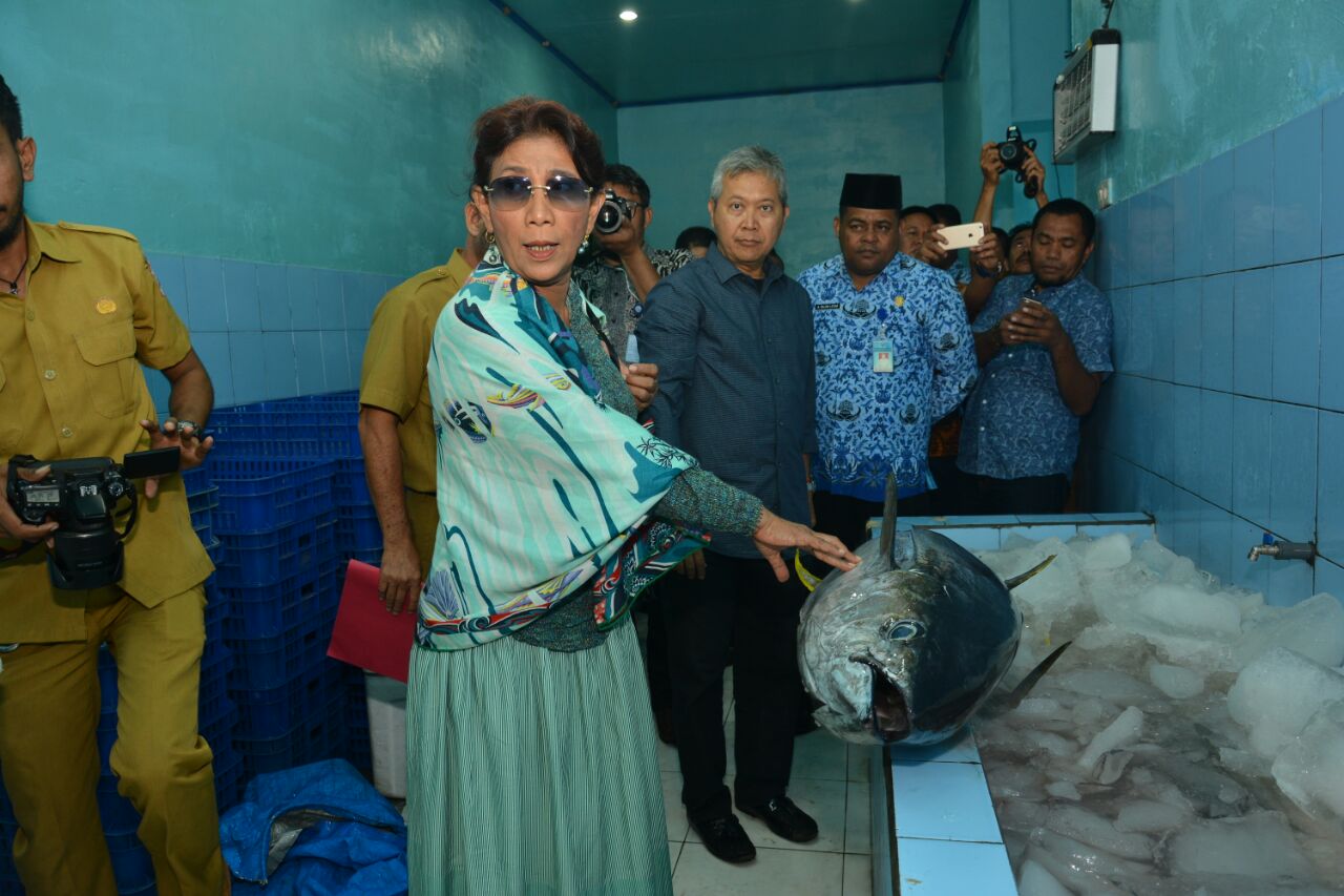 Menteri Kelautan dan Perikanan Susi Pudjiastuti saat kunjungan kerjanya di Morotai di Maluku Utara, pada Desember 2016. Foto : Humas KKP