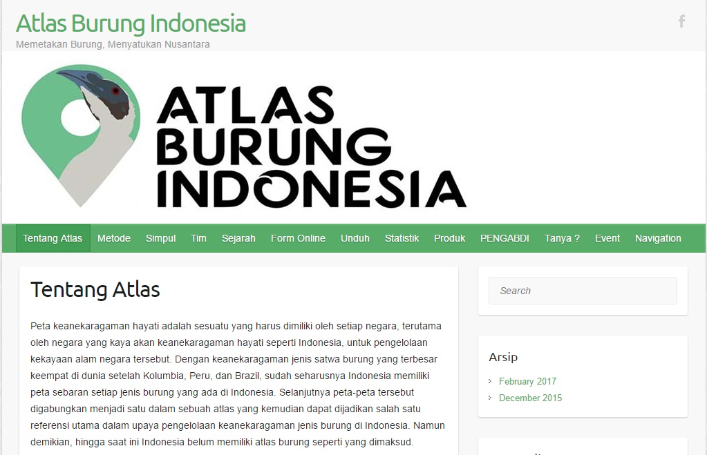 Salah satu bentuk citizen science. Tampilan Atlas Burung Indonesia, situs pelaporan pengamatan burung online | Sumber: Atlasburung.web.id