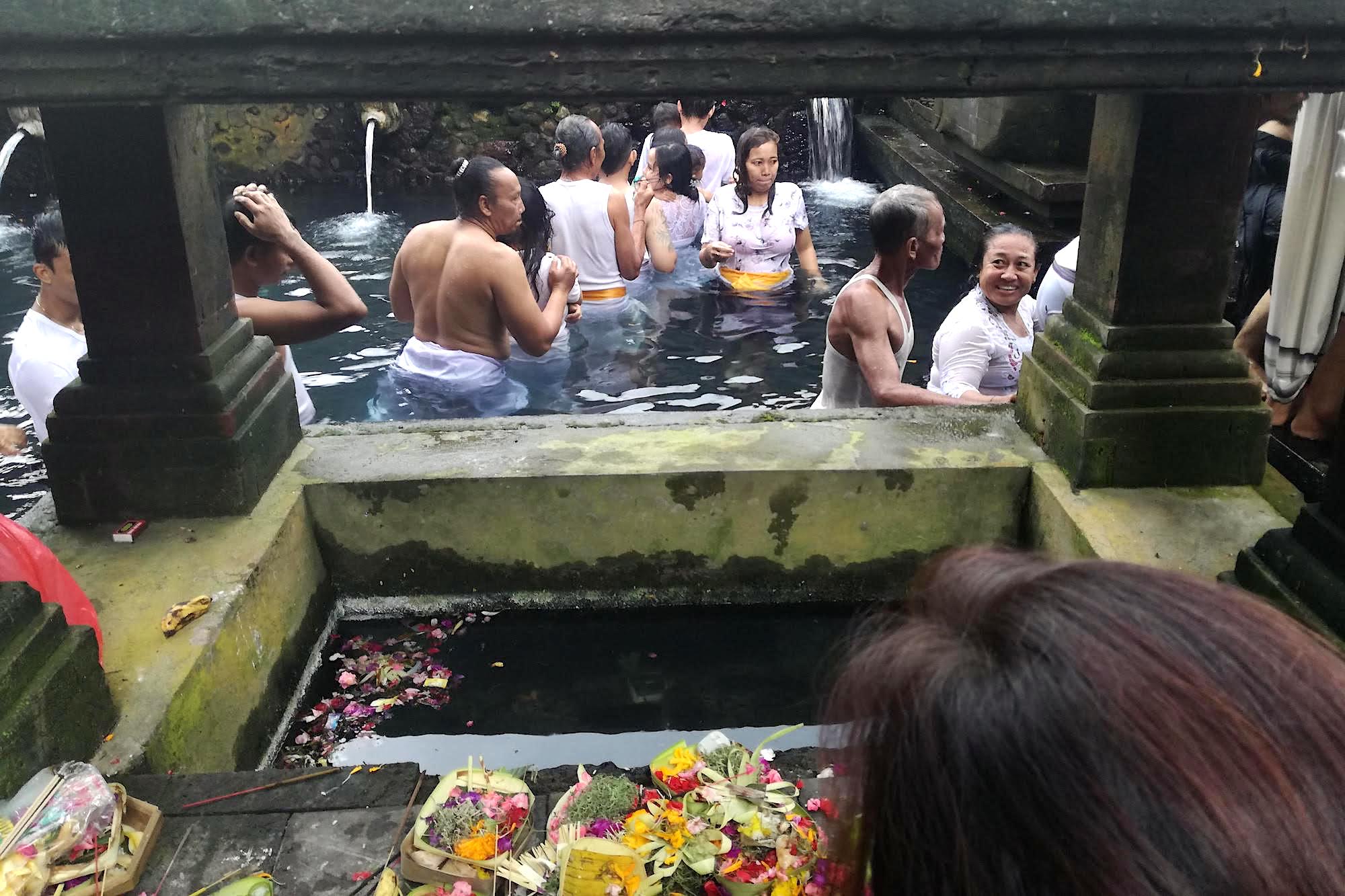 Umat HinduBali meyakini air di Tirta Empul tidak hanya menyegarkan tetapi juga bisa menyucikan | Foto: Anton Muhajir/Mongabay Indonesia