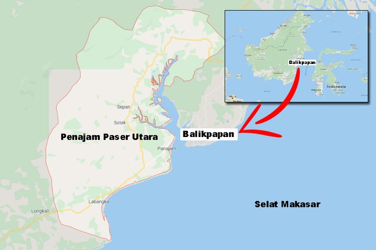 Lokasi ibukota negara yang baru di Kalimantan Timur. Sumber : Setkab