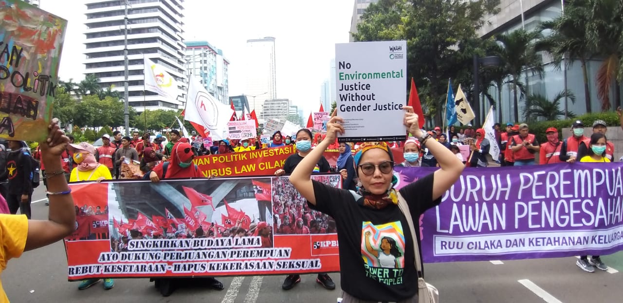 Peringatan Hari Perempuan Internasional di Jakarta, 21 Maret 2020. Foto: Sapariah Saturi/ Mongabay Indonesia