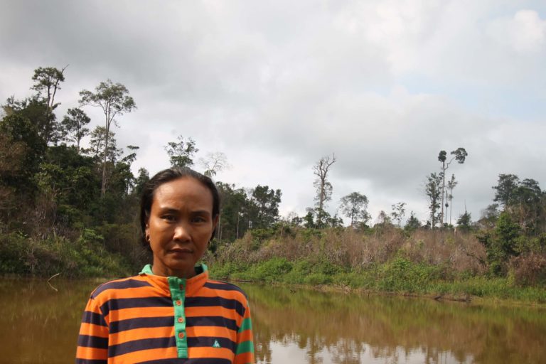 Teguh Santika, perempuan Batin Sembilan, bergerak bersama perempuan lain menanam 7.000 bibit tanaman hutan di Hutan Harapan. Foto: Elviza Diana/ Mongabay Indonesia