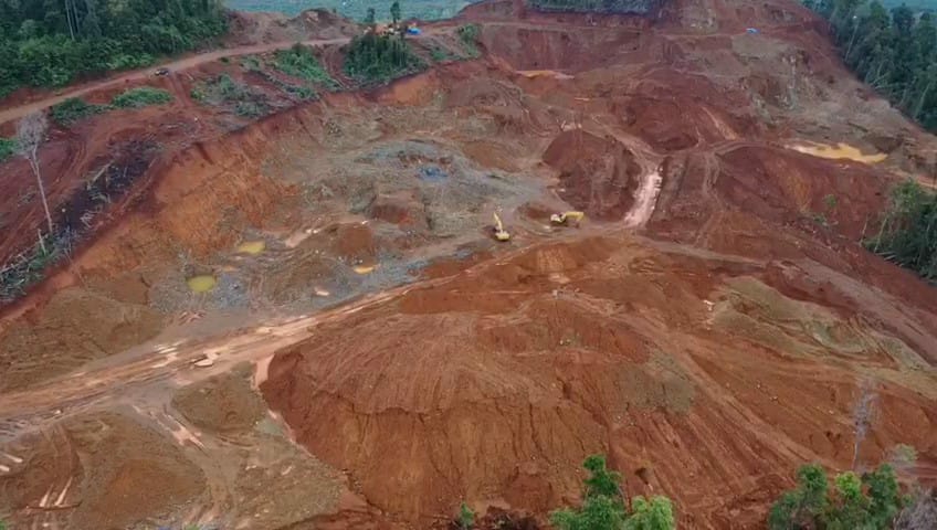 Hutan lindung di Konawe Utara, bersih terbabat untuk tambang nikel. Foto: Walhi Sultra