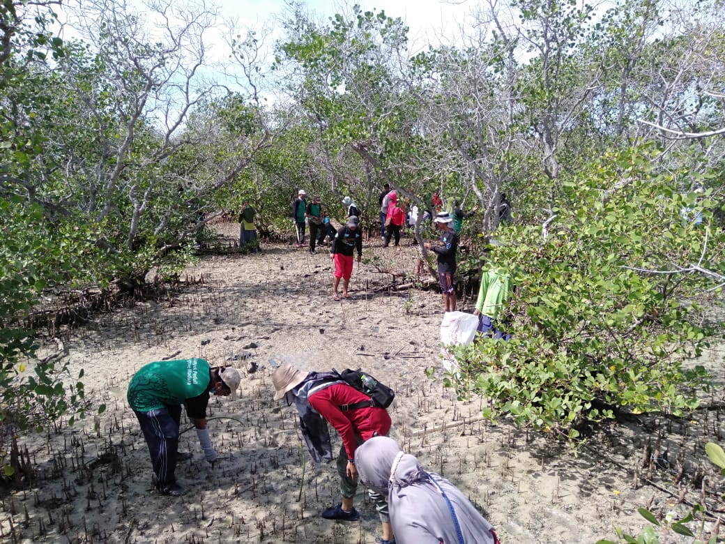 Berbagai kalangan di pesisir Madura, bersihkan mangrove dari sampah plastik . Foto: Moh Tamimi/ Mongabay Indonesia
