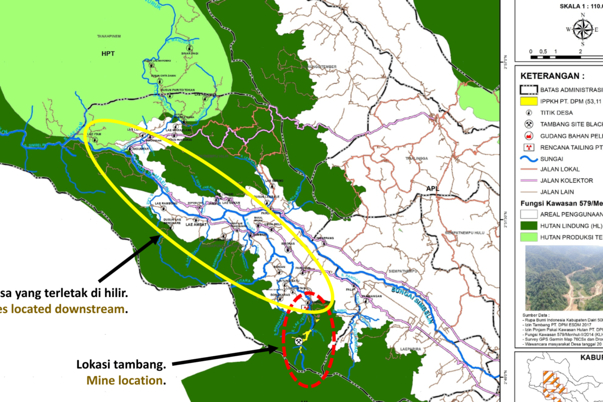 Peta lokasi tambang PT Dairi Prina Mineral di Kabupaten Dairi Sumut. Foto: Bakumsu