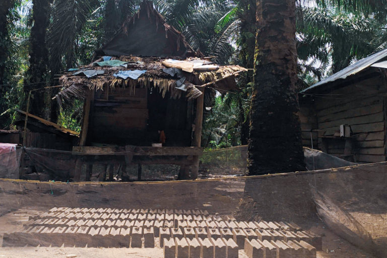 Kondisi rumah warga di Baribi. Untuk mendapatkan penghasilan, mereka ada yang bikin batako. Foto: Agus Mawan/ Mongabay Indonesia