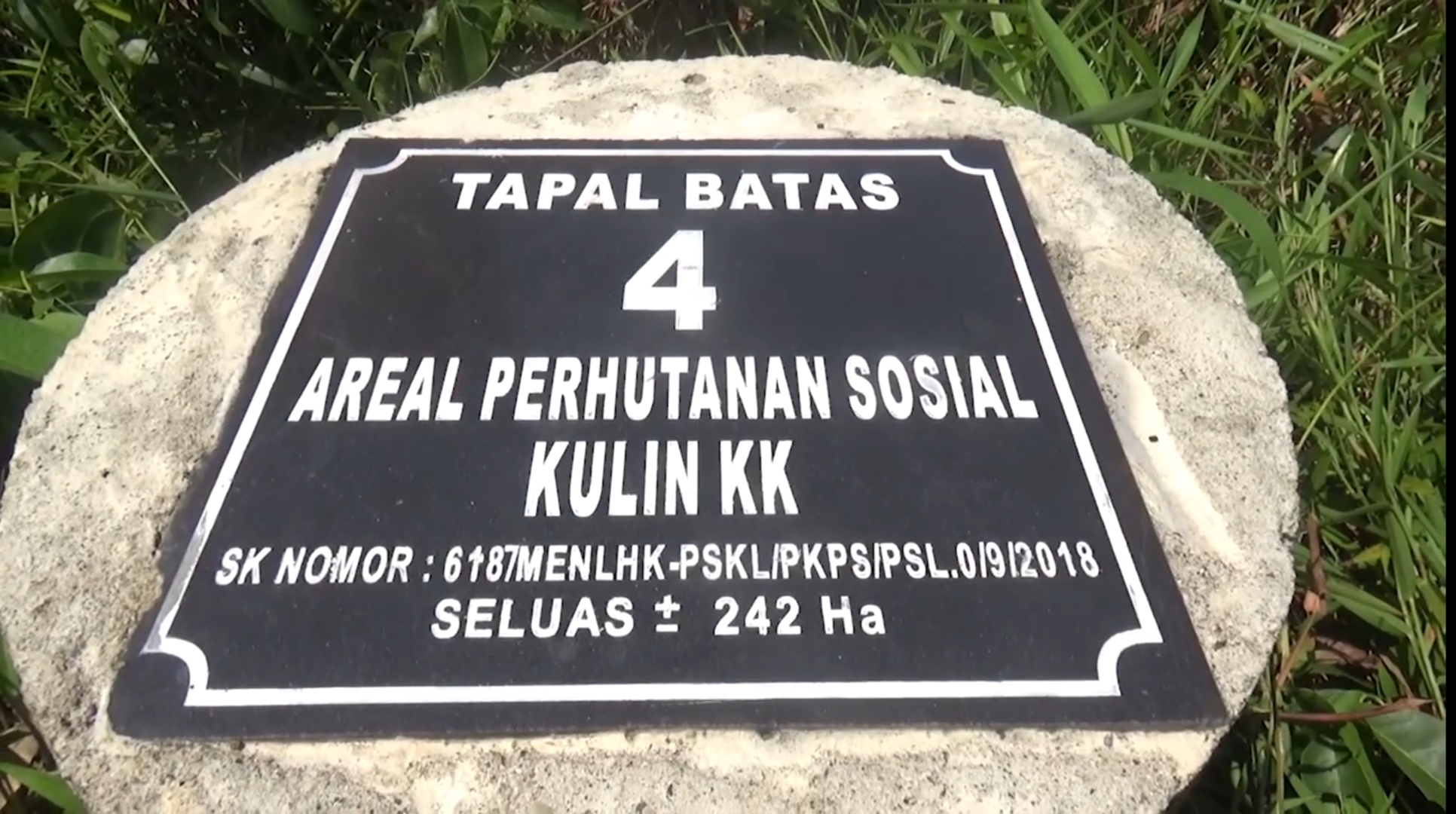 Tapal batas kemitraan perhutanan sosial yang diberikan KLHK kepada Kelompok Tani Nipah uas 242 hektar. Foto: Ayat S Karokaro/ Mongabay Indonesia