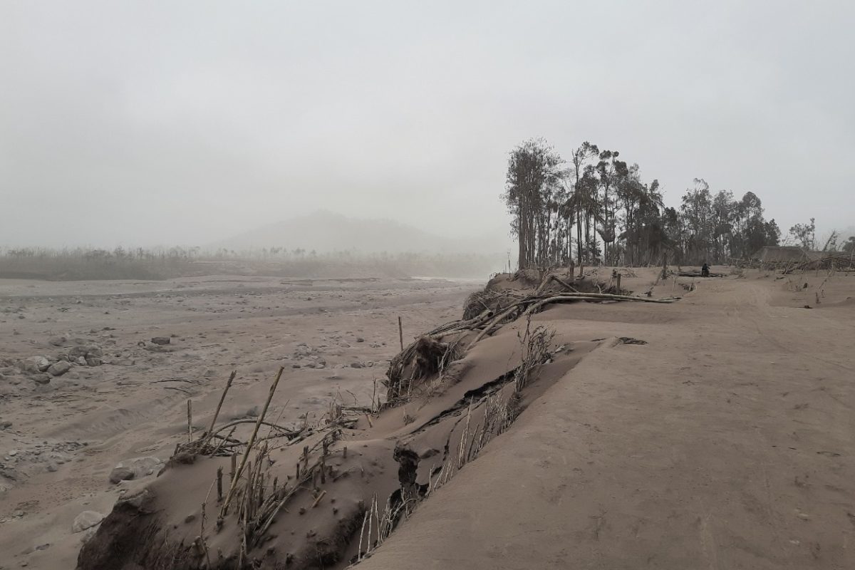 Kawasan terdampak erupsi Semeru kini tertutup debu. Foto: Eko Widianto/ Mongabay Indonesia