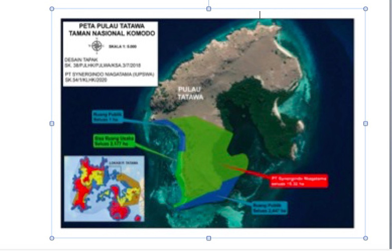 Konsesi PT SN di hampir setengah bagian dari Pulau Tatawa