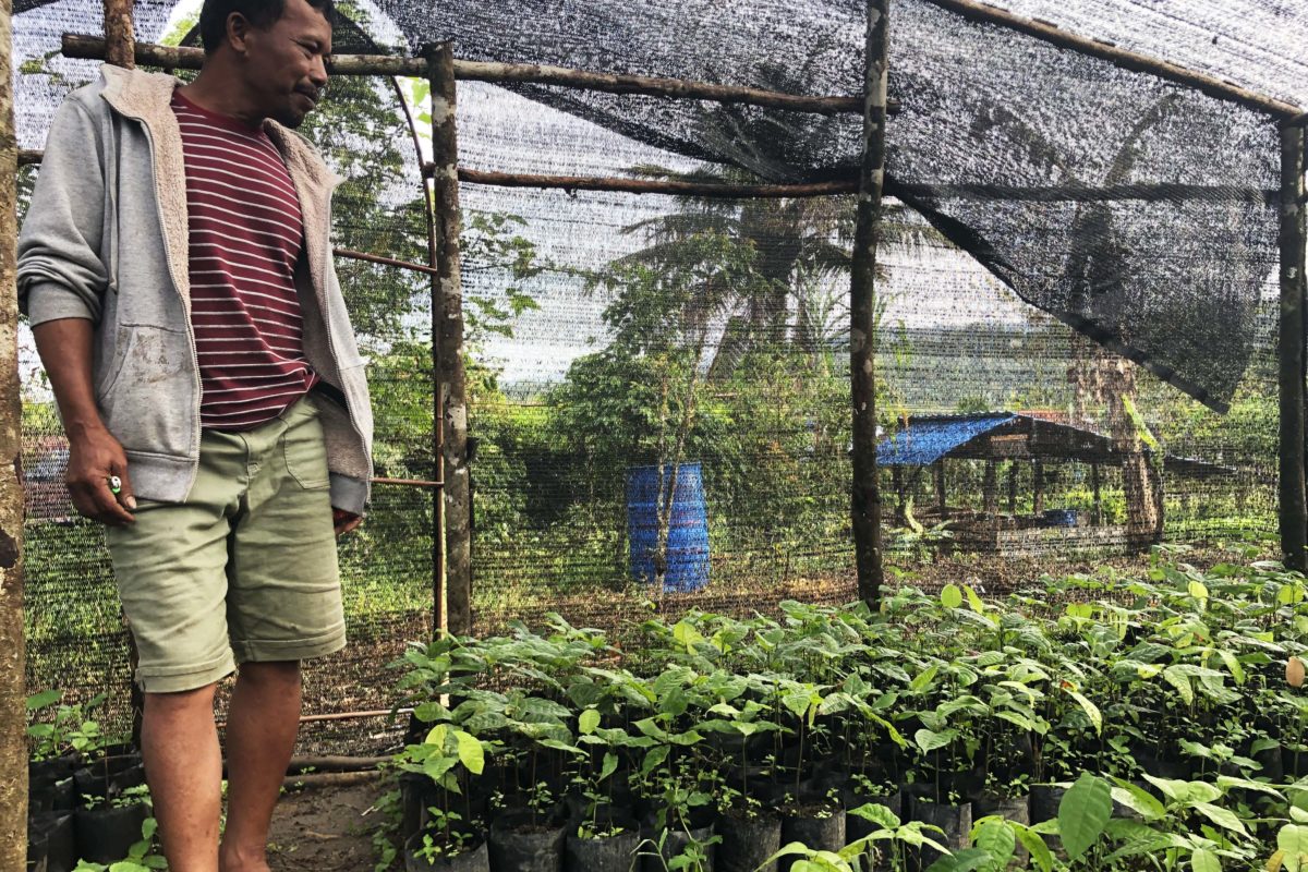 Rajes Sitanggang, di rumah bibitnya. Foto: Baritanews Lumbanbatu/ Mongabay Indonesia