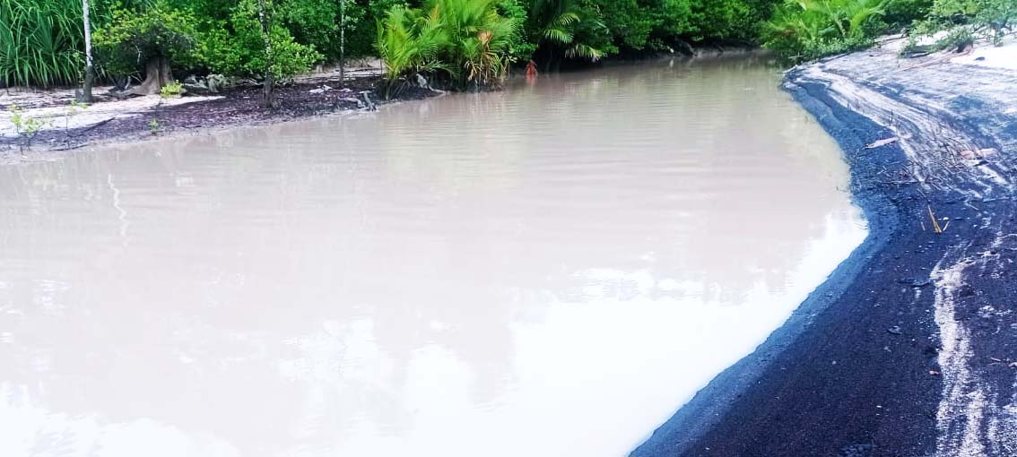Sungai di Pulau Bunyu tercemar limbah dari tambang batubara. Nelayan pun jadi kesulitan karena ikan sulit ditemukan. Foto: Haryono