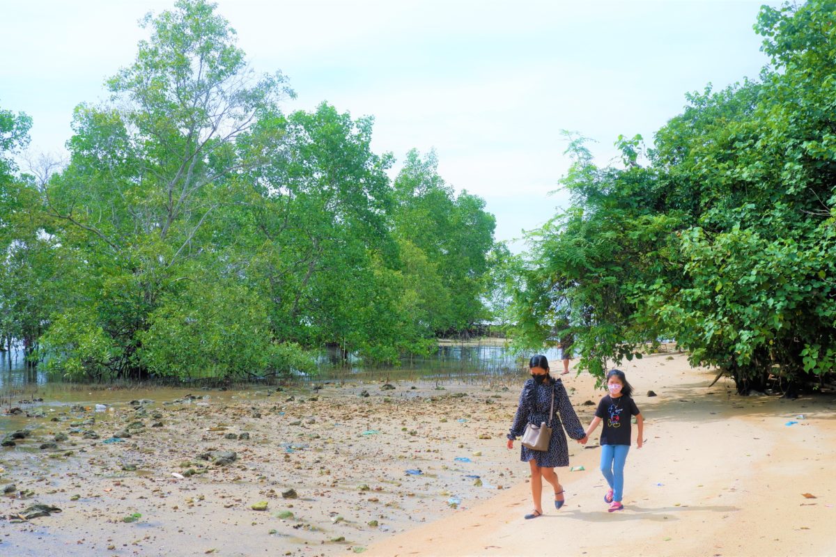 Wisatawan menikmati hutan mangrove di Kampung Tua Sekip, Kota Bata,. Foto: Yogi E Saputra/ Mongabay Indonesia