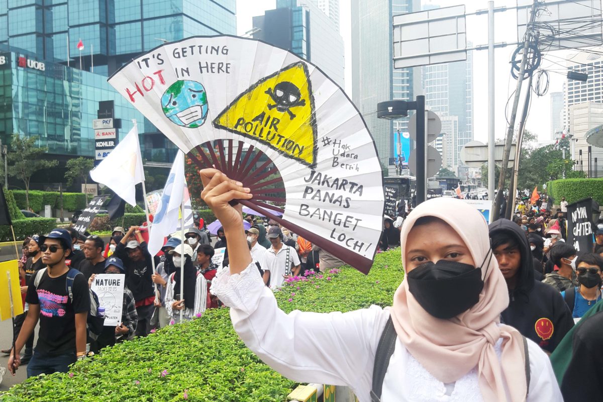 Aksi iklim generasi muda di Jakarta, Jumat lalu. Foto: Lusia Arumingtyas/ Mongabay Indonesia