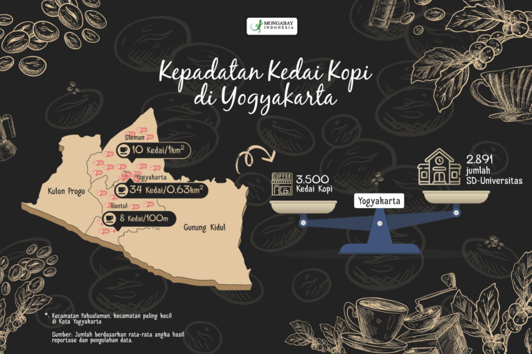Kepadatan Kedai Kopi di Yogyakarta. Infografis: Hidayaturohman